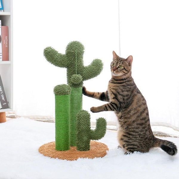 Cactus Cat Scratching Post 3 Sisal Scratching Poles + Hanging Ball