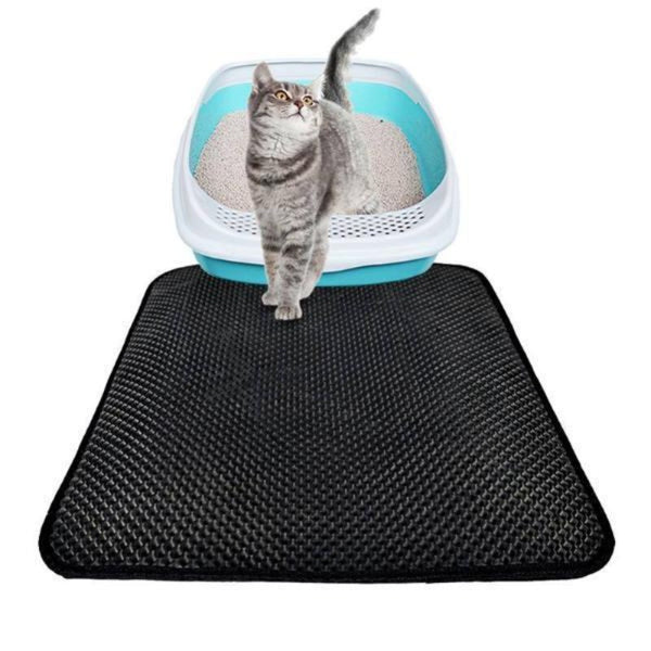 1pc Solid Color Waterproof Double Layer Cat Litter Mat Suitable For Cats