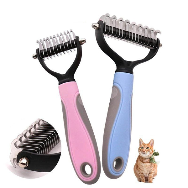Cat Deshedding Brush - Grooming Dematting Tool For Long Hair Cats ...